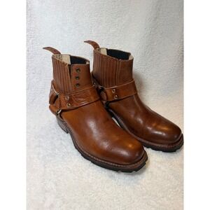 Freebird by Steven Whiskey Brown Leather Harness Ankle Boots Womens Size 8